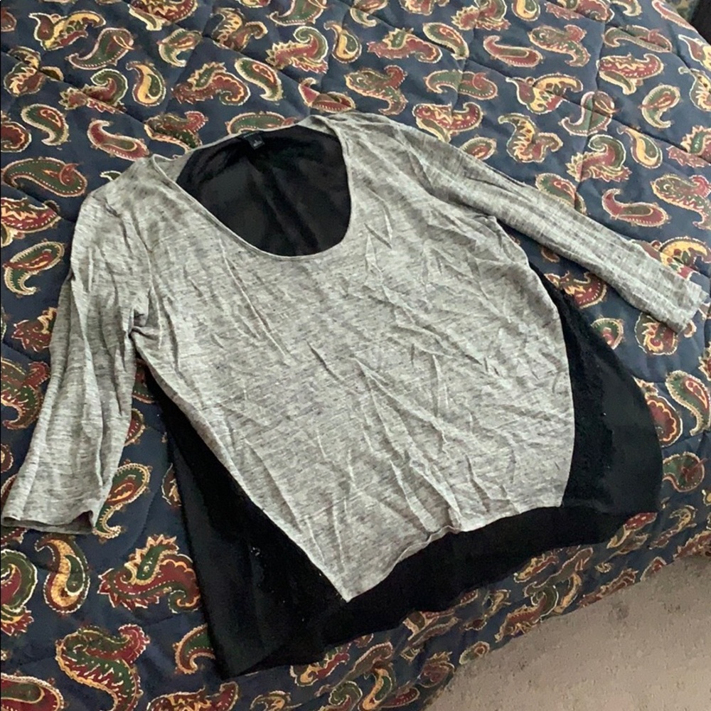 Ann Taylor Mixed Material Shirt